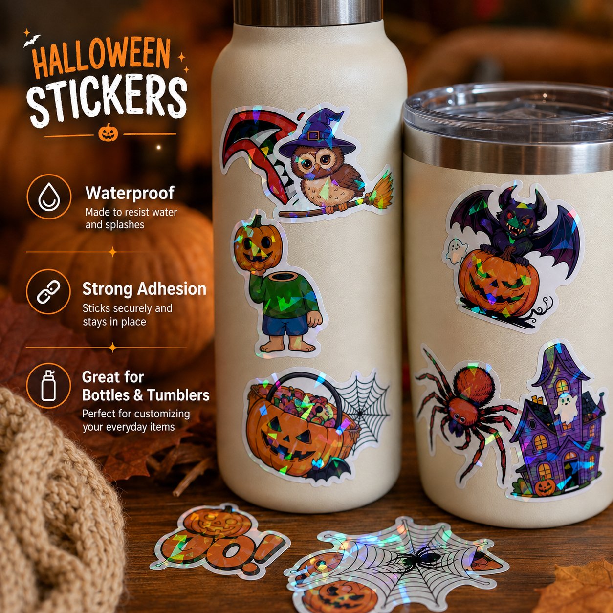 Holographic Halloween Sticker Pack — Add Spooky Sparkle Everywhere!