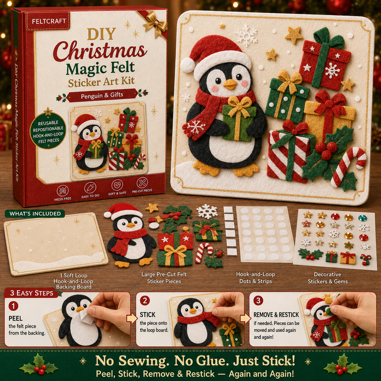 DIY Christmas Magic Felt Sticker Art Kit