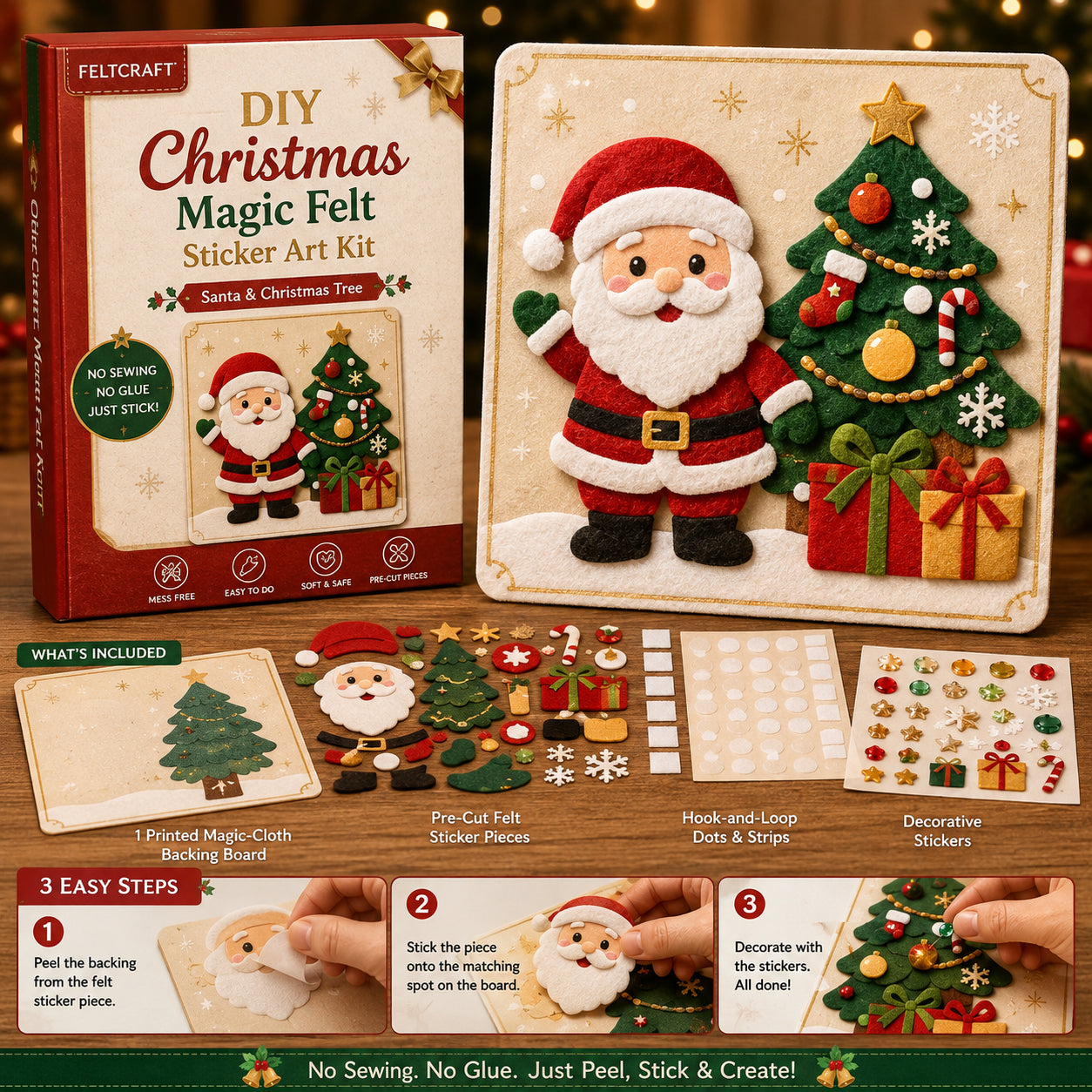 DIY Christmas Magic Felt Sticker Art Kit
