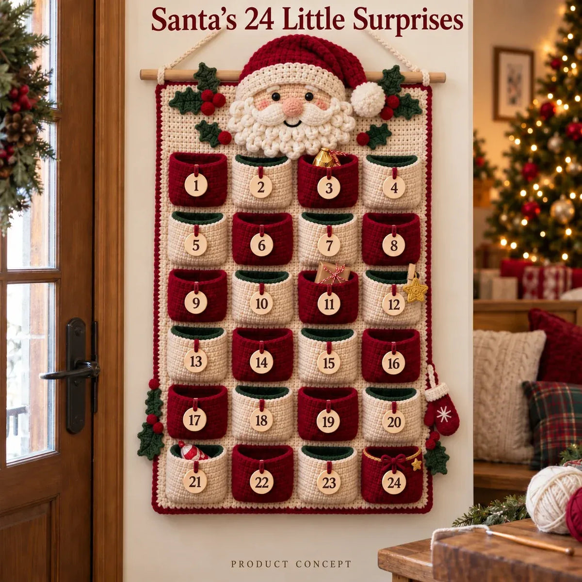 DIY Crochet Advent Calendar Kit | 24 Refillable Pockets