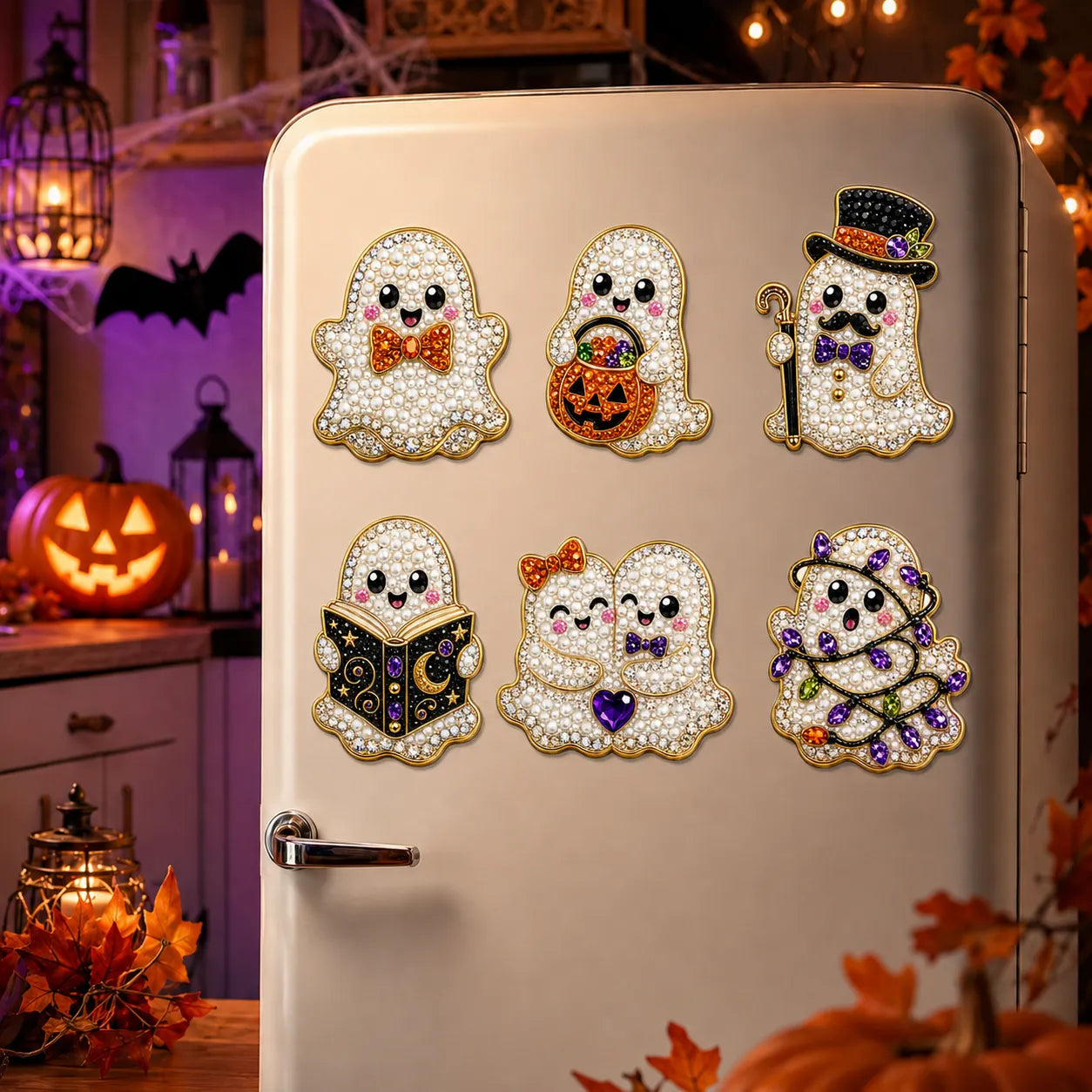 DIY Cute Ghosts Halloween Pearl Art Diamond Painting Fridge Magnet