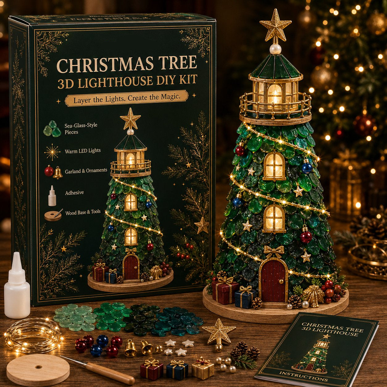 Lighted Sea Glass-Style Lighthouse Kit