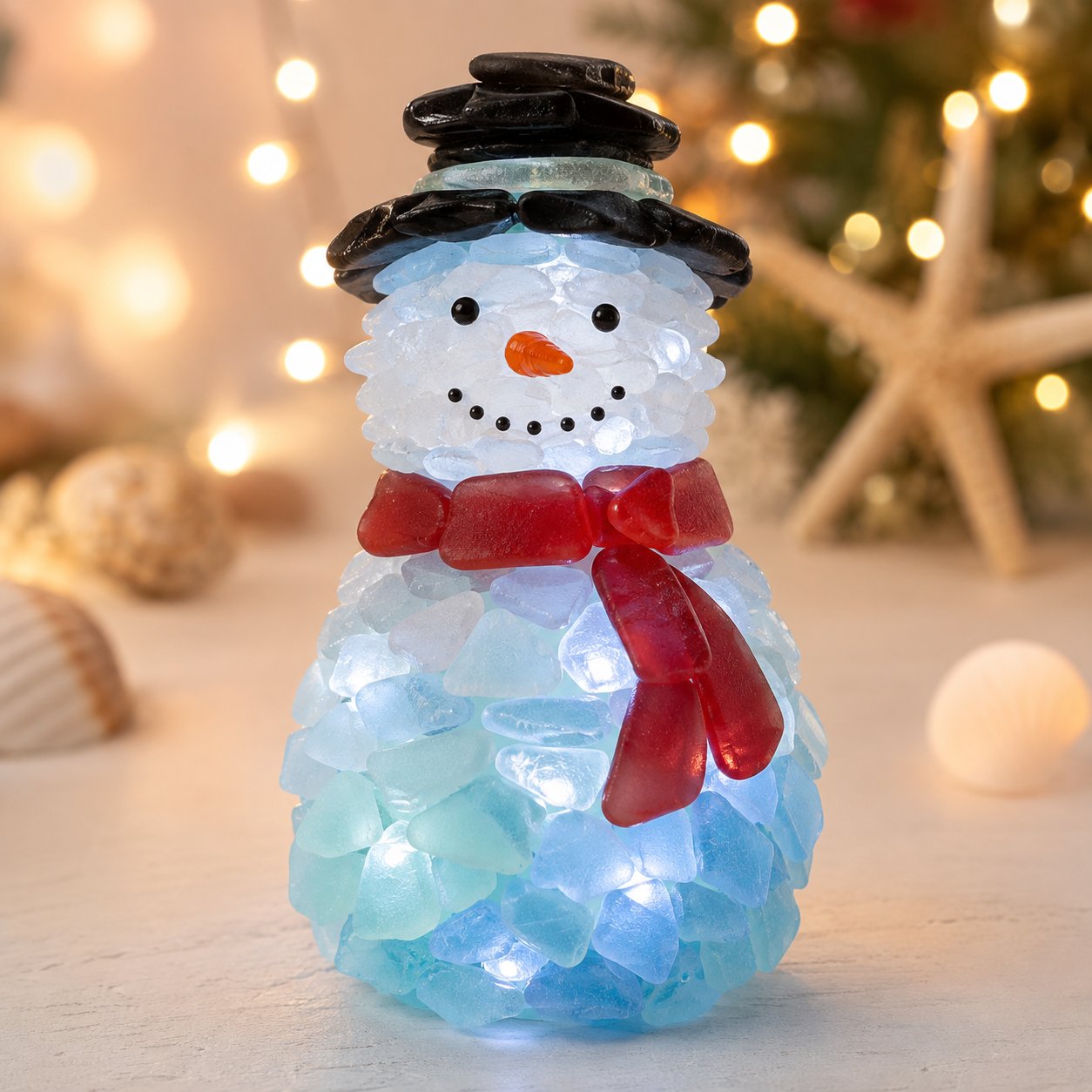 Beginner-Friendly DIY Lighted Sea Glass Santa Christmas Decor Kit
