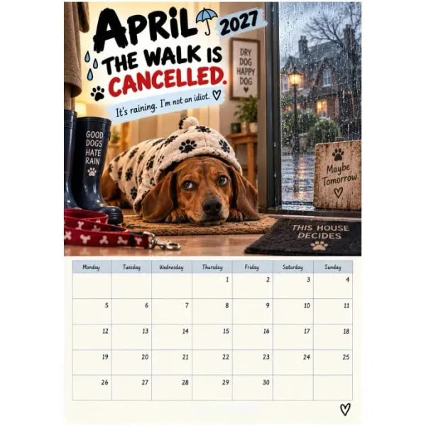 2027 Funny Dachshund Wall Calendar