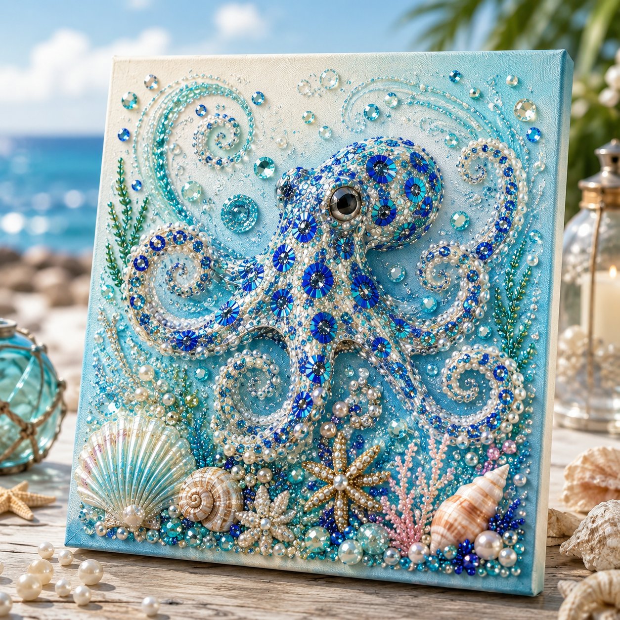 Ocean Theme Pearl Art DIY Kit – Relaxing DIY Craft to Create Stunning Coastal Artwork