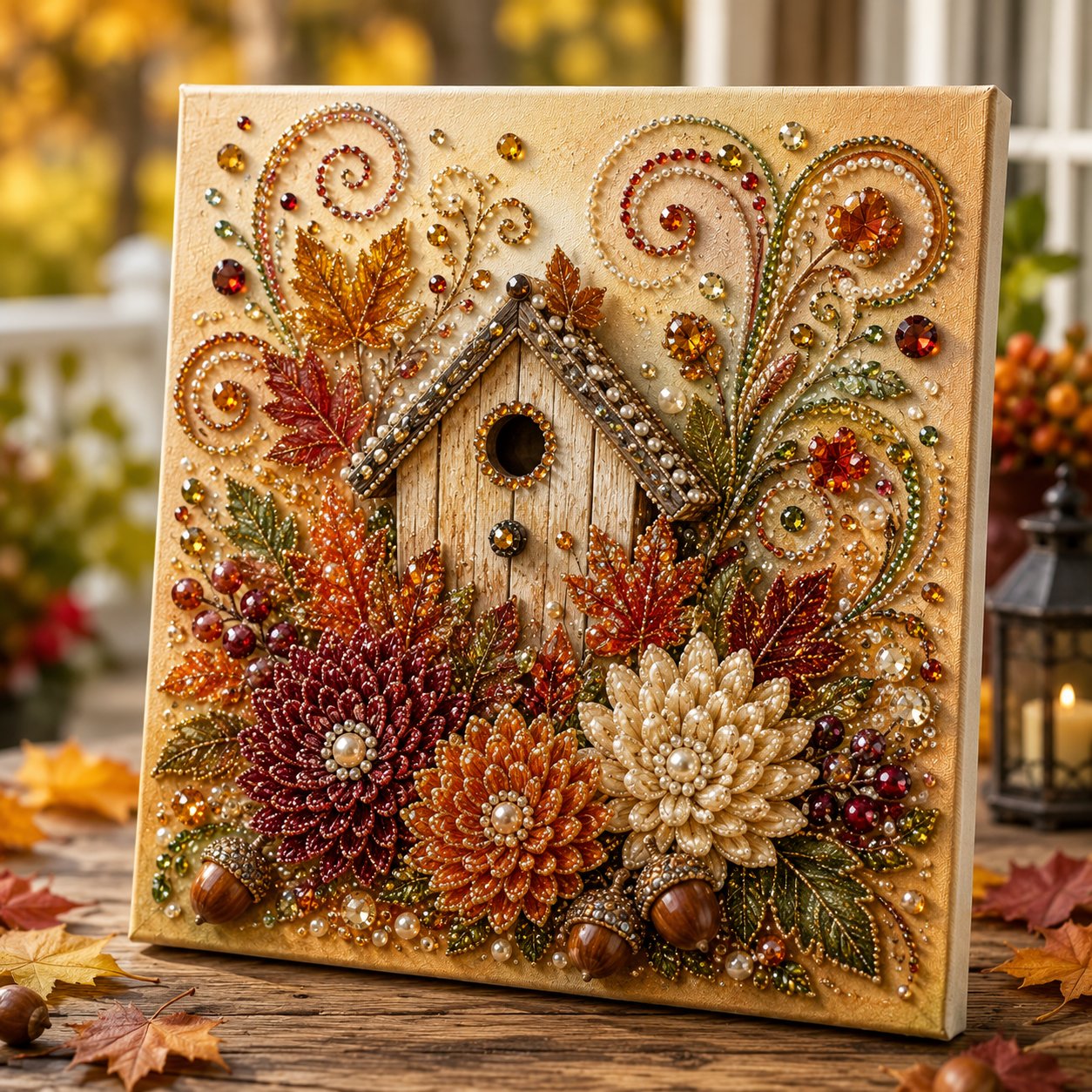 Autumn Pearl Painting Kit – Relaxing DIY Craft to Create Sparkling Fall Artwork