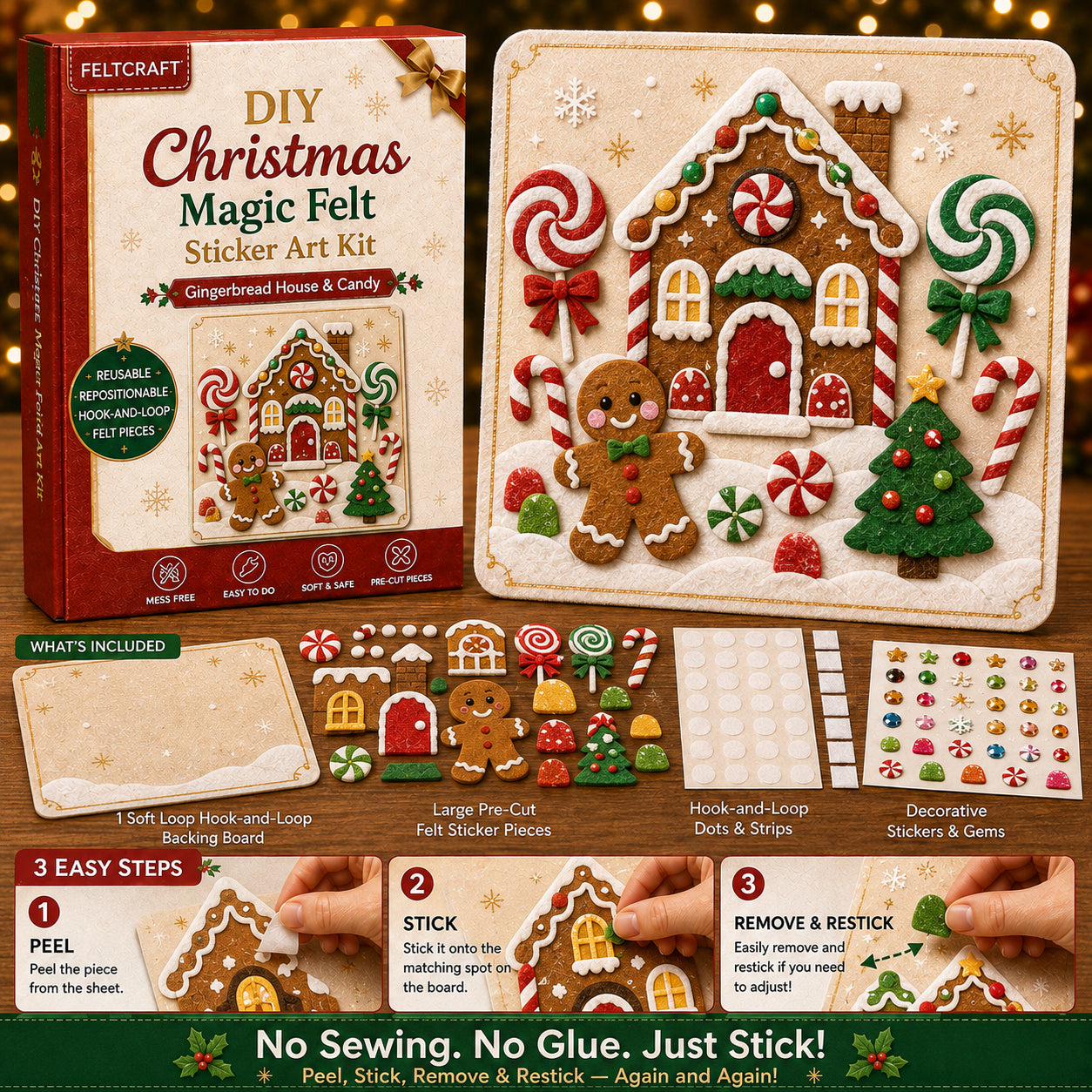 DIY Christmas Magic Felt Sticker Art Kit
