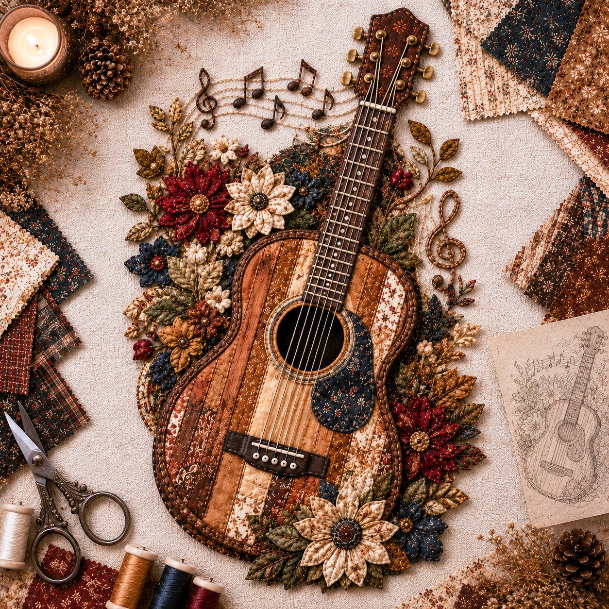 Vintage Patchwork Music Instrument DIY Kit