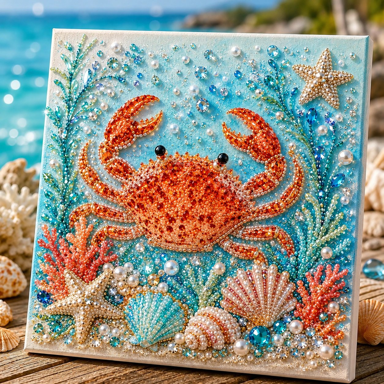 Ocean Theme Pearl Art DIY Kit – Relaxing DIY Craft to Create Stunning Coastal Artwork