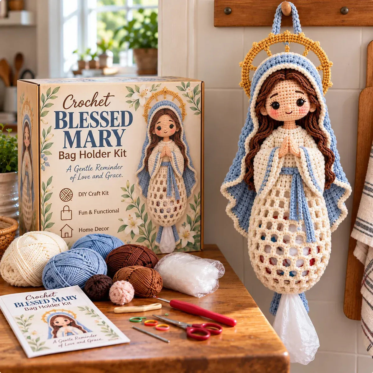 Beginner-Friendly Blessed Home Crochet Bag Holder DIY Kit