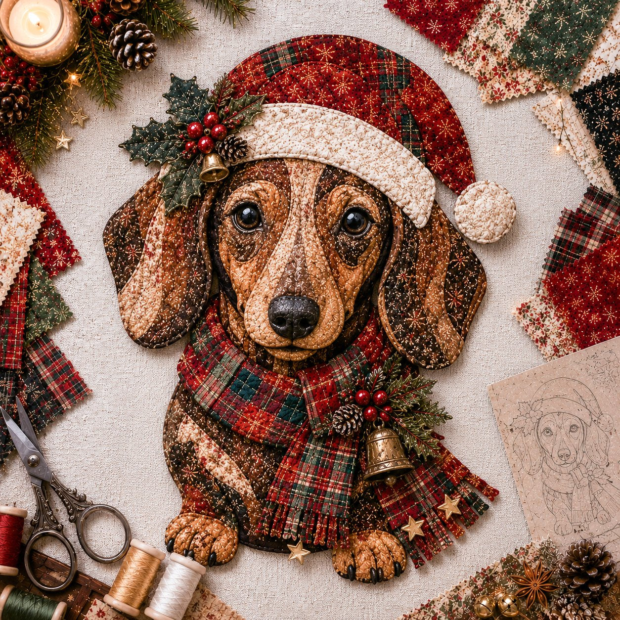 Christmas Patchwork Fabric DIY Decor Kit