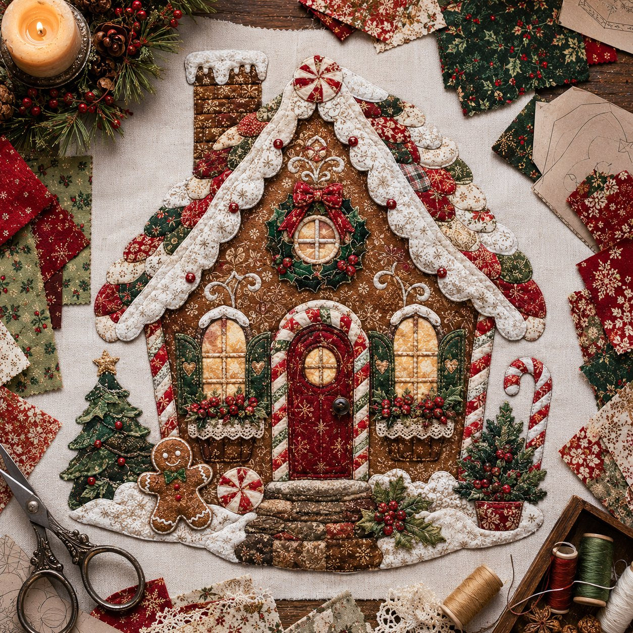Christmas Patchwork Fabric DIY Decor Kit