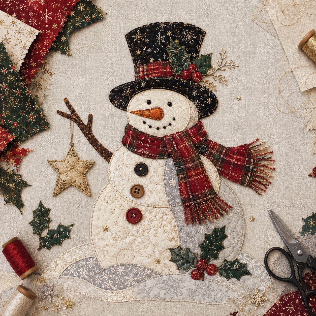 Christmas Patchwork Fabric DIY Decor Kit