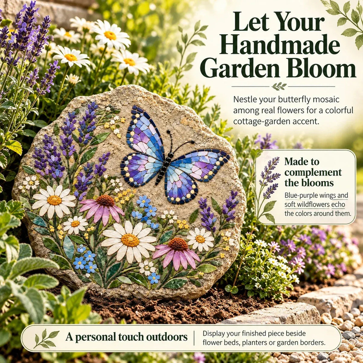 Beginner-Friendly Butterfly Wildflower Mosaic DIY Kit