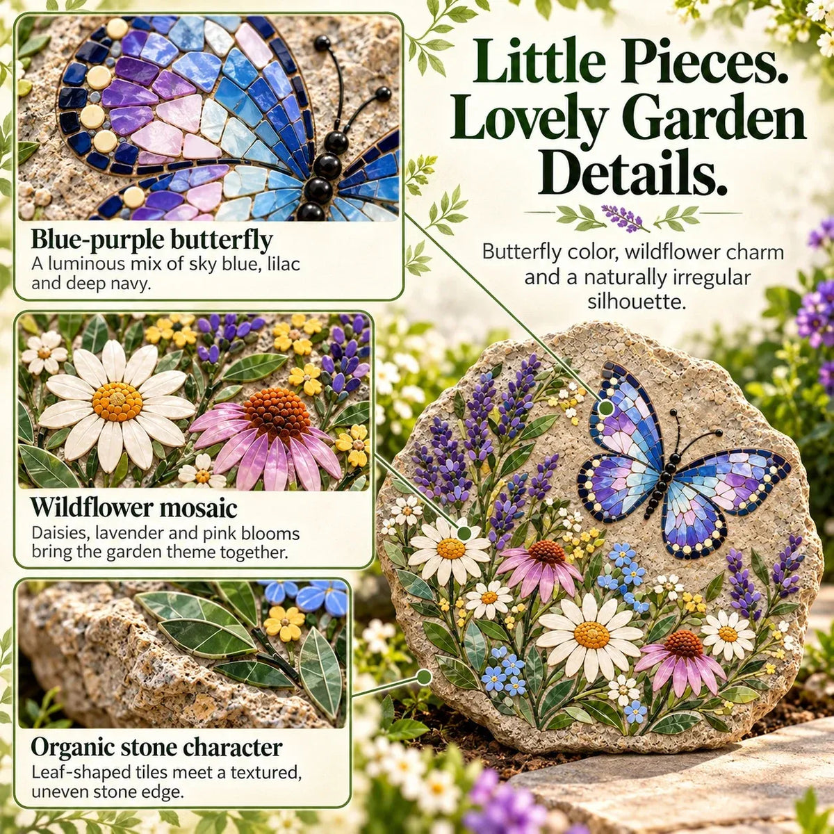 Beginner-Friendly Butterfly Wildflower Mosaic DIY Kit
