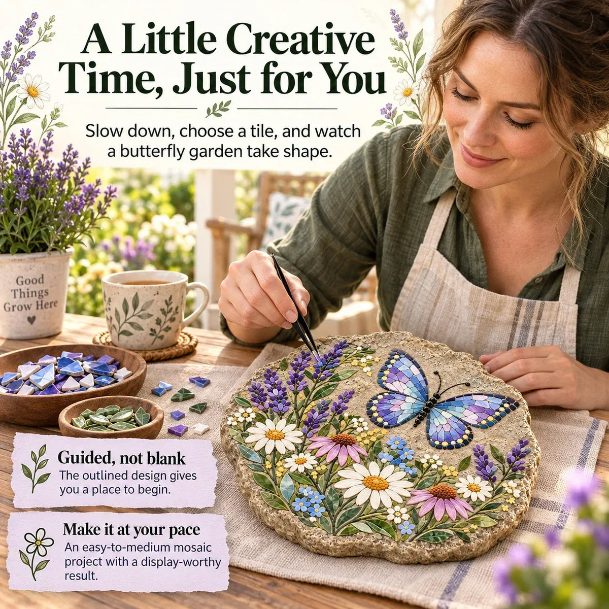 Beginner-Friendly Butterfly Wildflower Mosaic DIY Kit