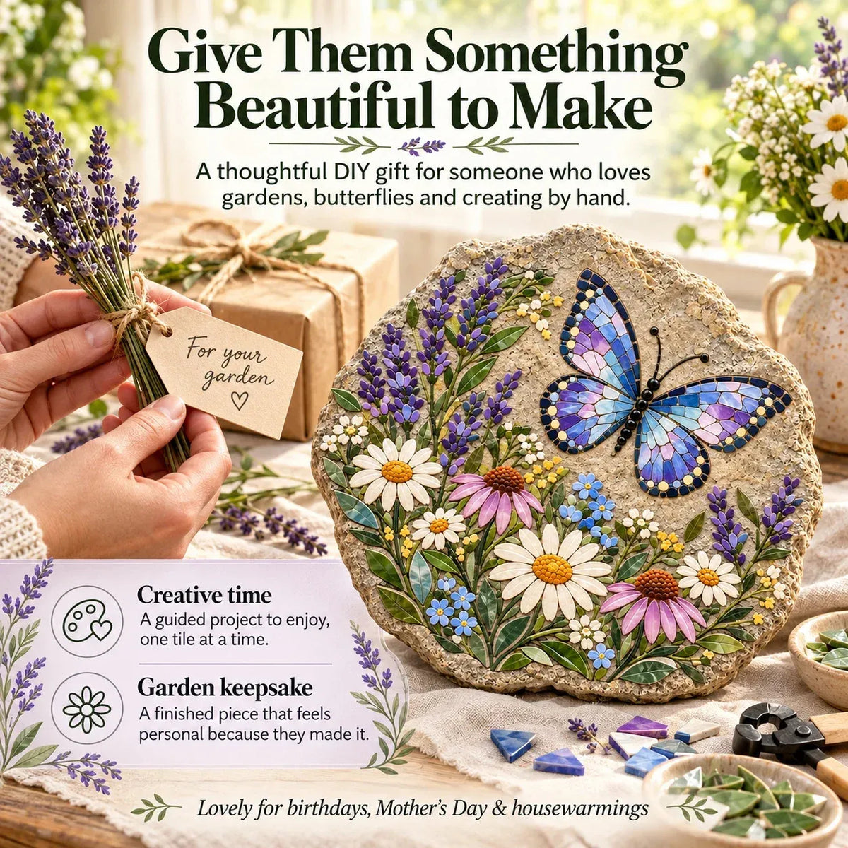 Beginner-Friendly Butterfly Wildflower Mosaic DIY Kit