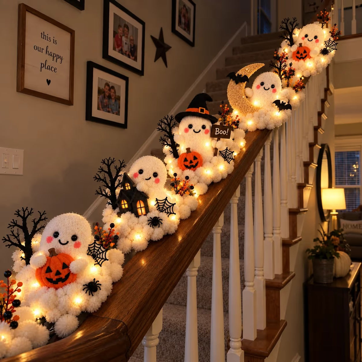 Glowing Ghost Staircase Decor