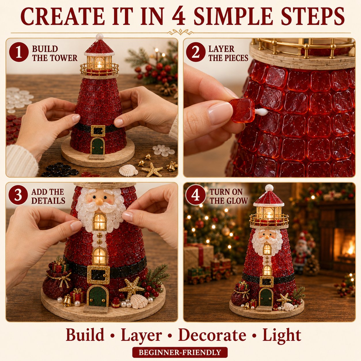 Lighted Sea Glass-Style Lighthouse Kit