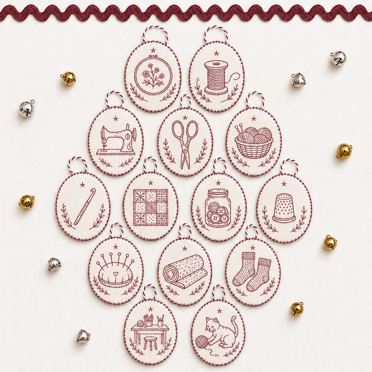 Beginner-Friendly DIY Heirloom Oval Embroidery Ornament Kit Collection