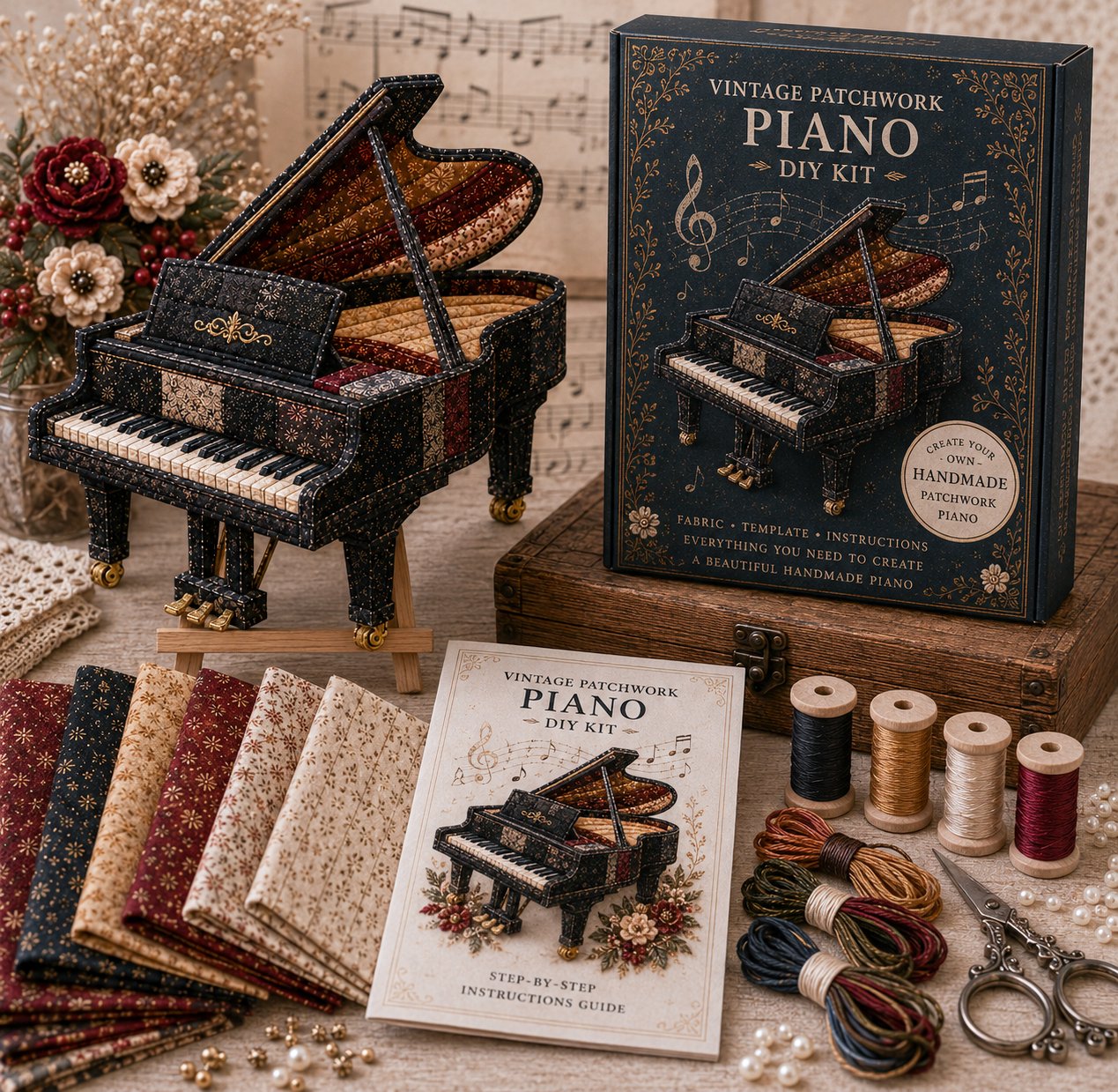 Vintage Patchwork Music Instrument DIY Kit