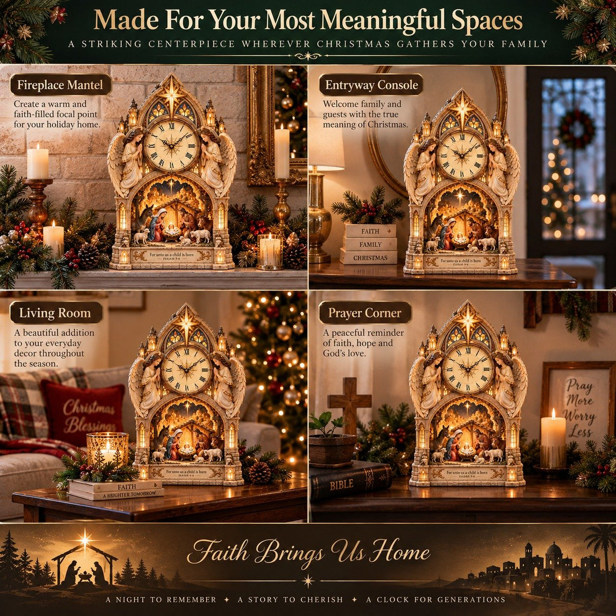 Cathedral-style Bethlehem Nativity clock