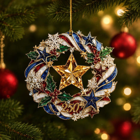 US 250th Anniversary Christmas Ornament, 6 Vintage American Flag Styles