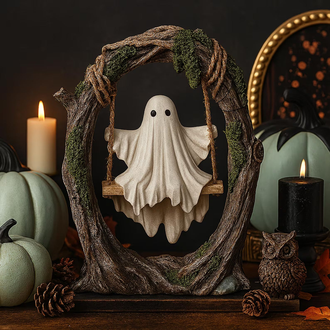 Swinging Ghost on Tree Halloween Decor