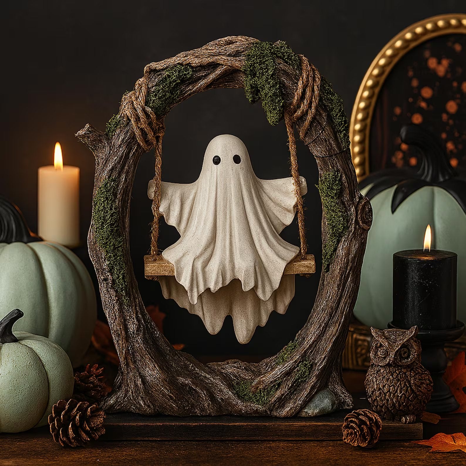 Swinging Ghost on Tree Halloween Decor