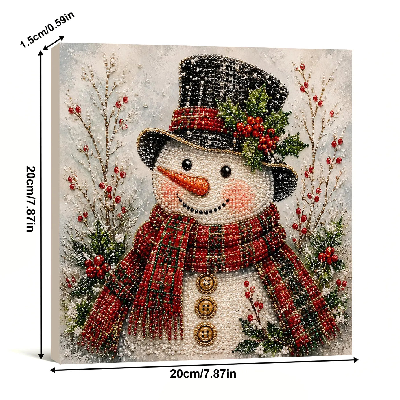 Framed Red Scarf Snowman - Pearls Painting Kit DIY Diamond Painting Pearl Dot Crafts
