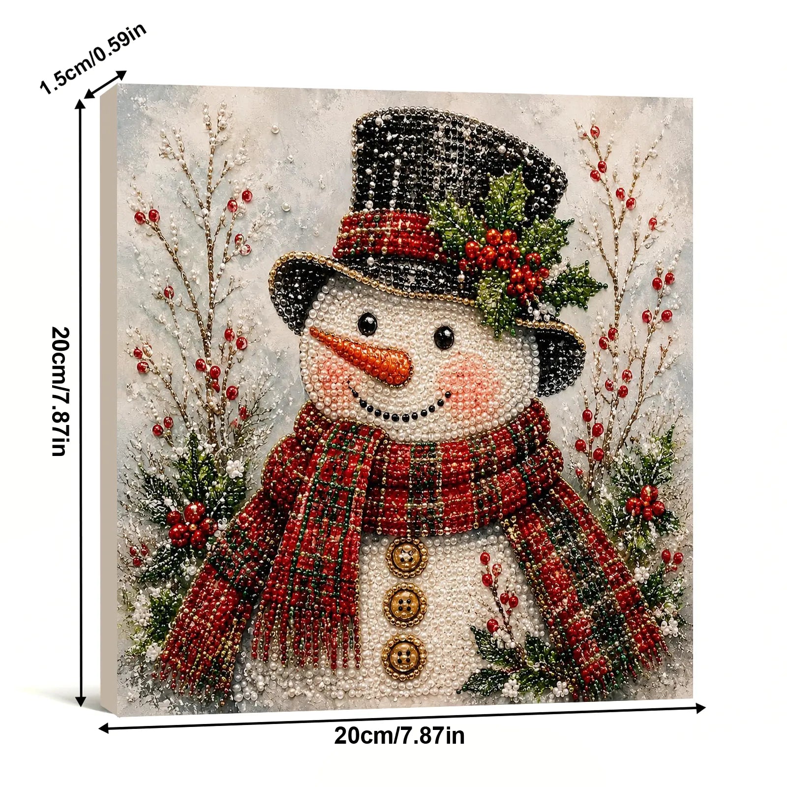 Framed Red Scarf Snowman - Pearls Painting Kit DIY Diamond Painting Pearl Dot Crafts