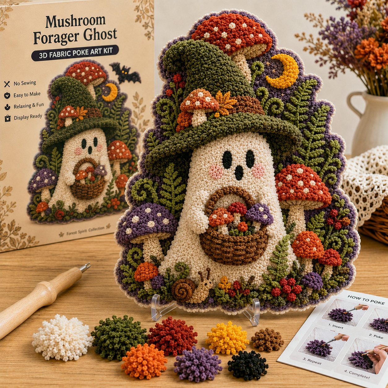 Spooky Hollow Ghost Friends 3D Fabric Poke Art Kit