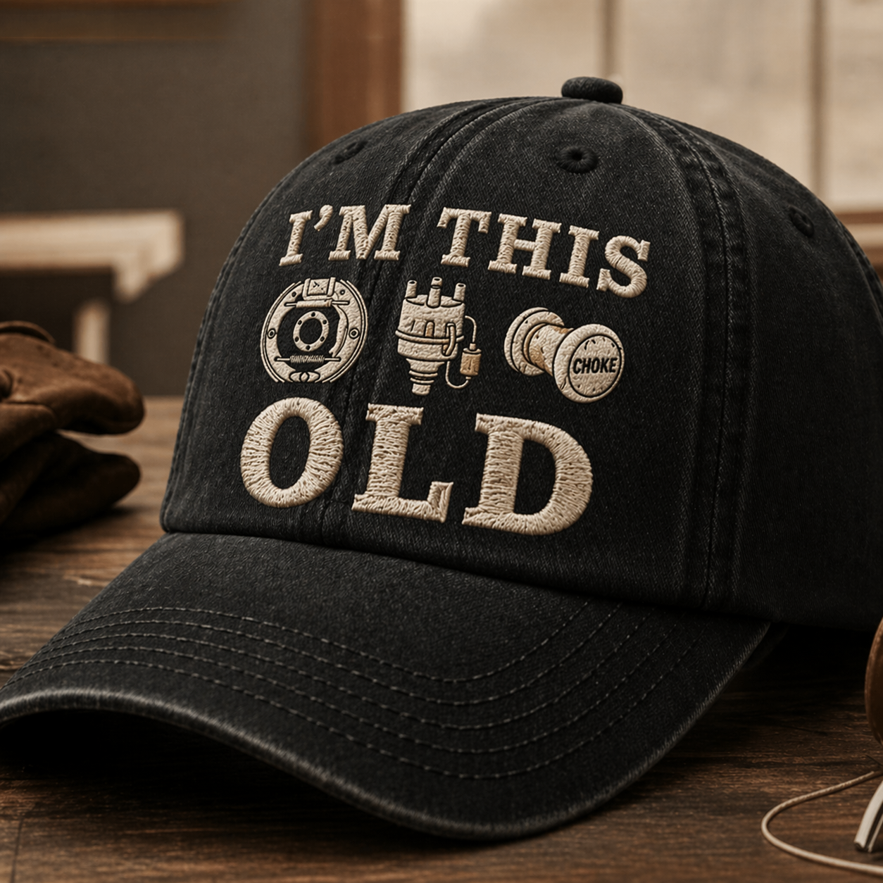 Vintage Mechanic Style Embroidered Cap