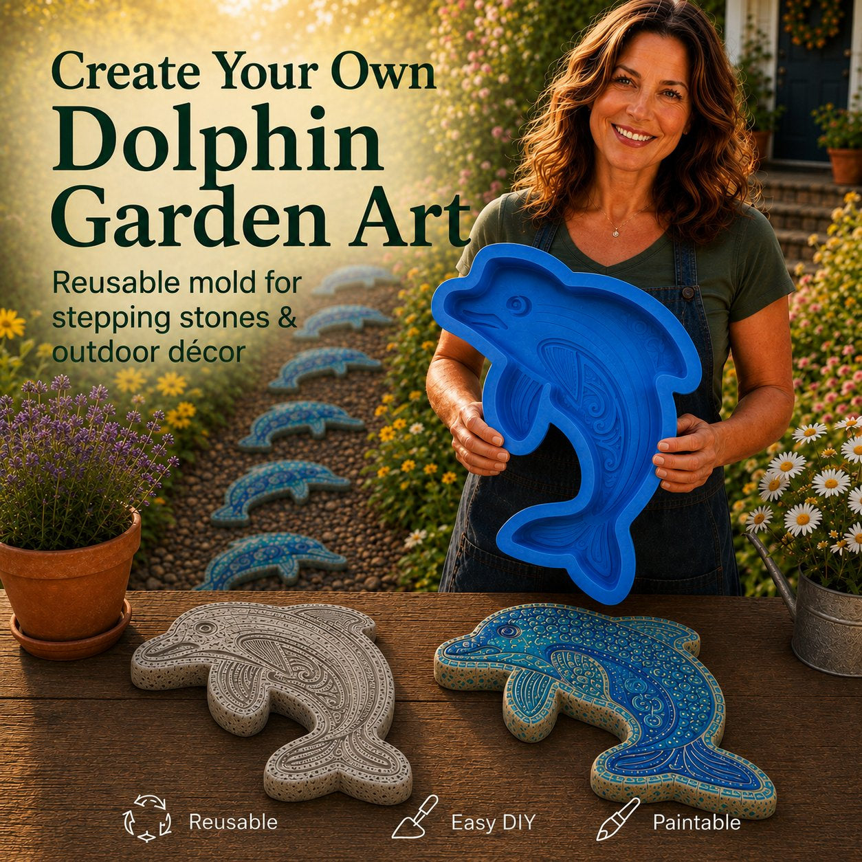Reusable Ocean Theme Garden Art Mold