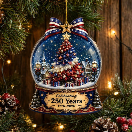 US 250th Anniversary Christmas Ornament, 6 Vintage American Flag Styles
