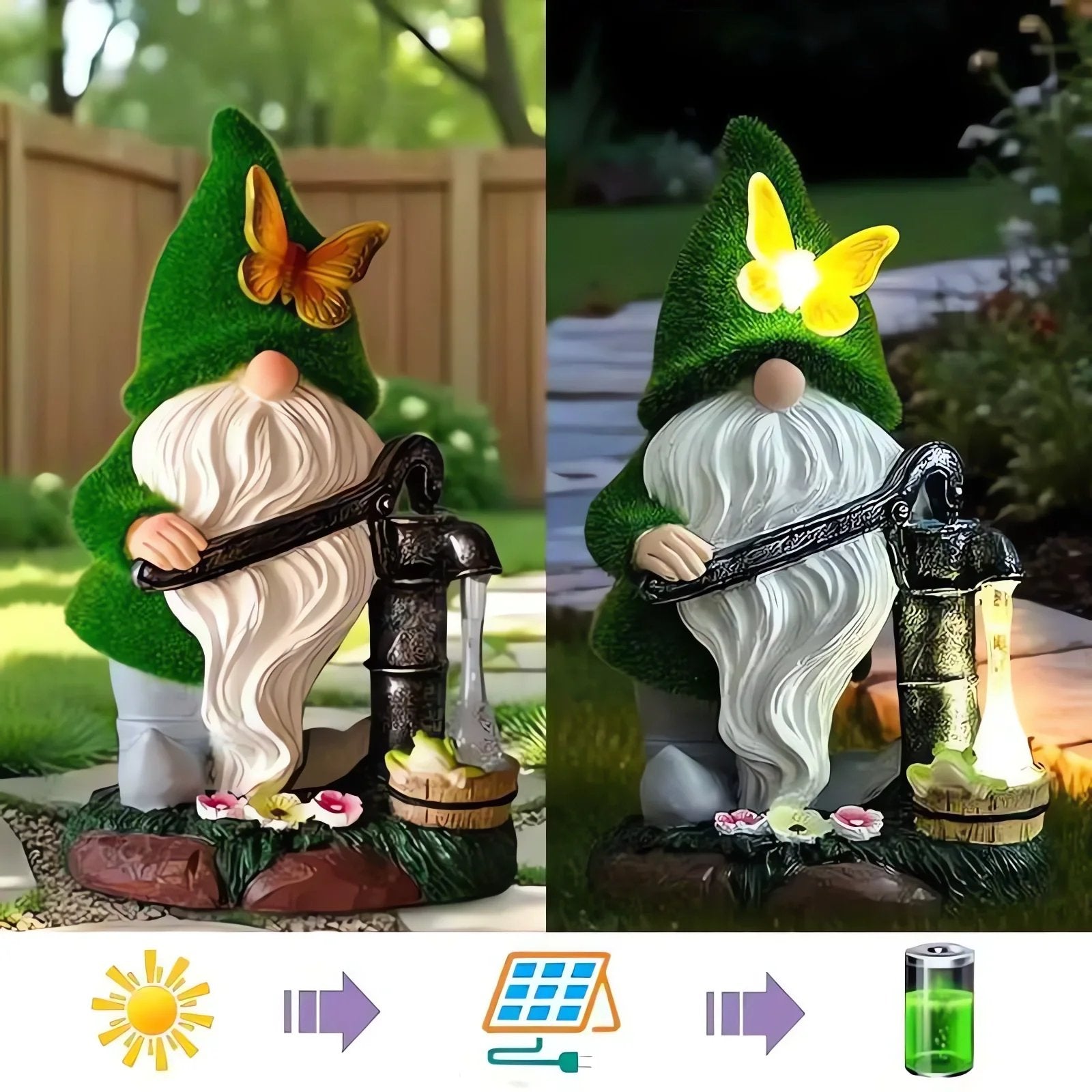Outdoor Garden Gnomes with LED Solar Light