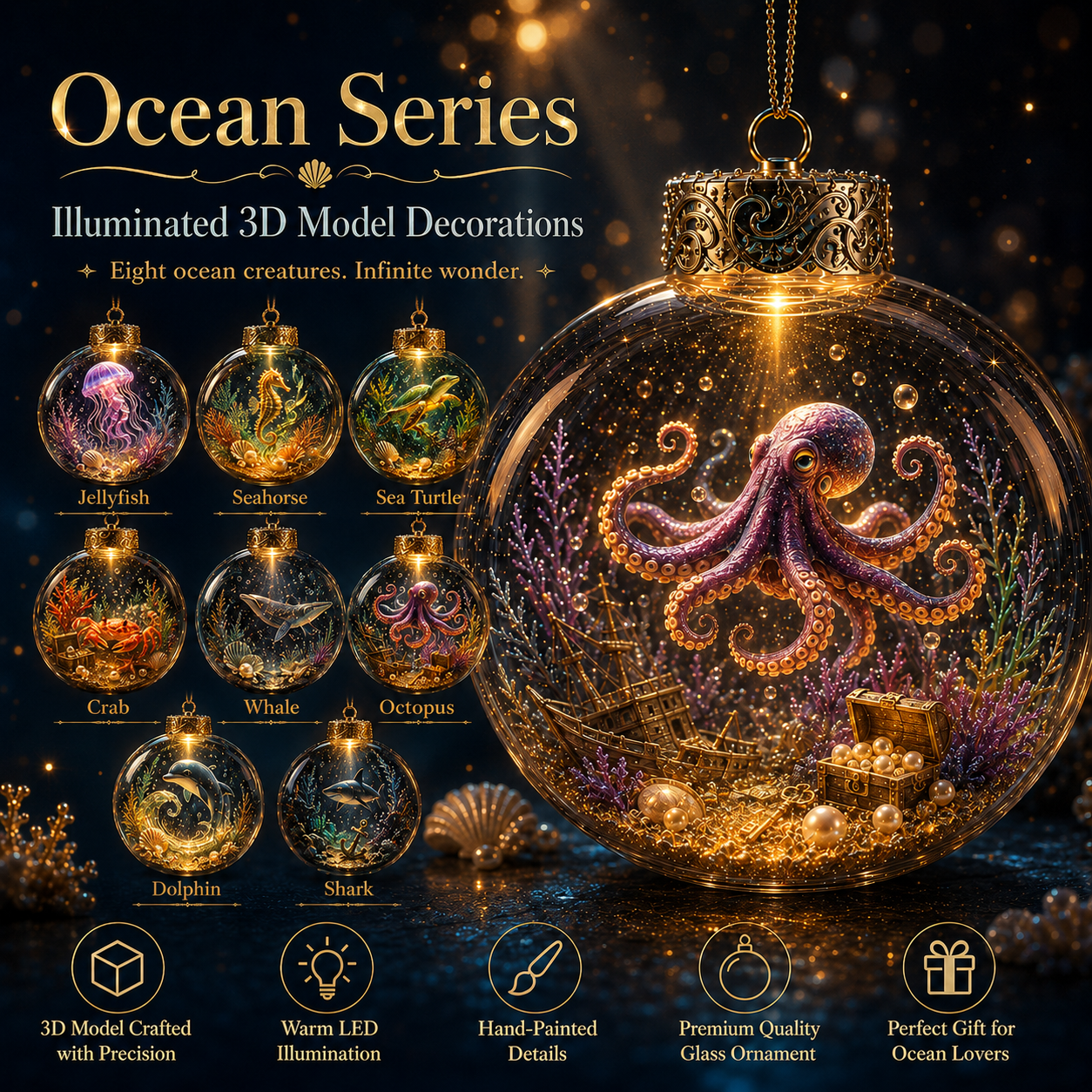 Ocean Series Illuminated 3D Model Decorations