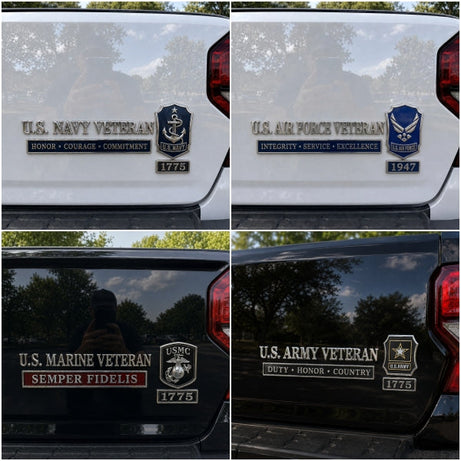 U.S. Military Veteran Car Emblem Metal Badge Collection