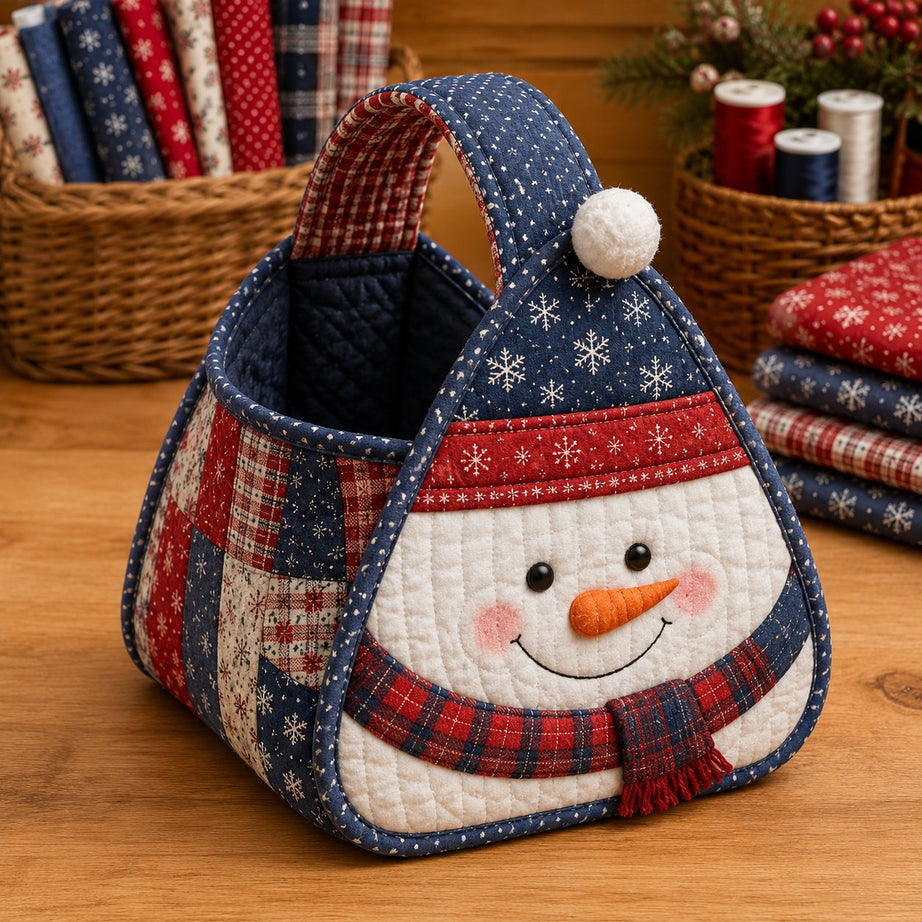 Christmas Quilted Carry Basket Sewing Kit