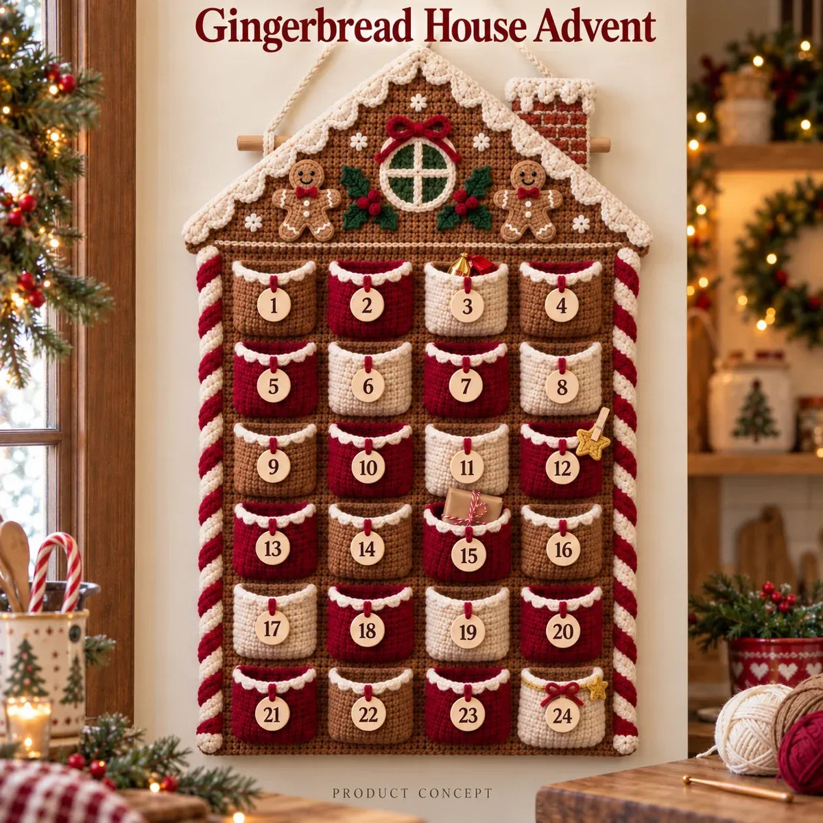 DIY Crochet Advent Calendar Kit | 24 Refillable Pockets