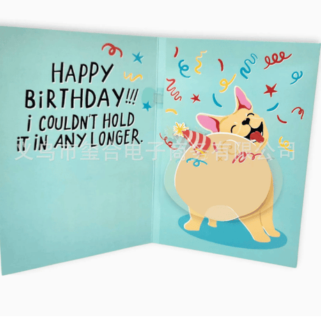 Funny Farting Dog Birthday Card - Shakes and Farts for 10 Seconds,. up to 2000 times