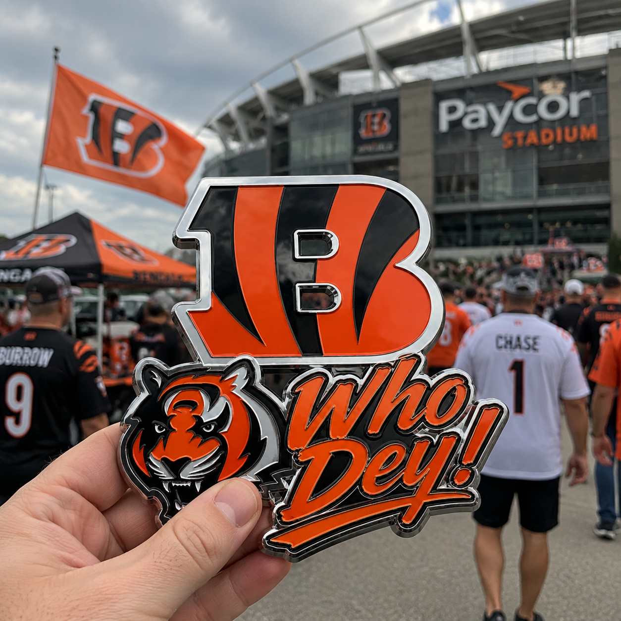 Who Dey Car Emblem Metal Badge