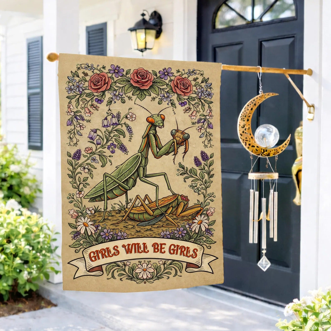 Attitude Revealed Garden Flag: "Girls Will Be Girls" Vintage Art Flag