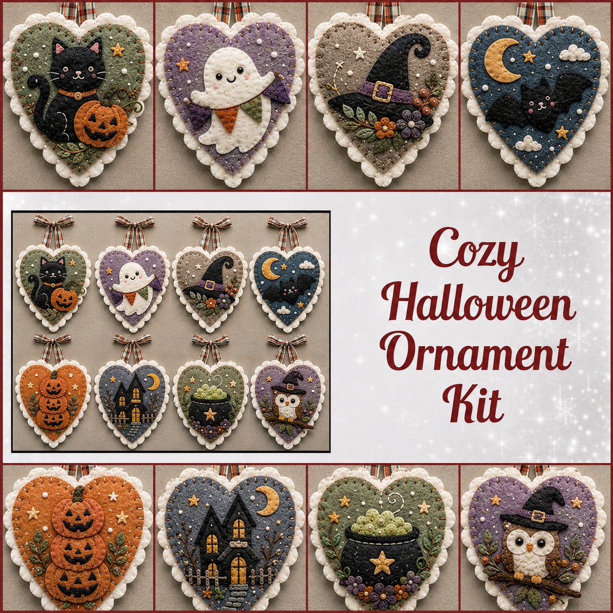 Winter Birds Pre-Cut Felt Heart Ornament Kit