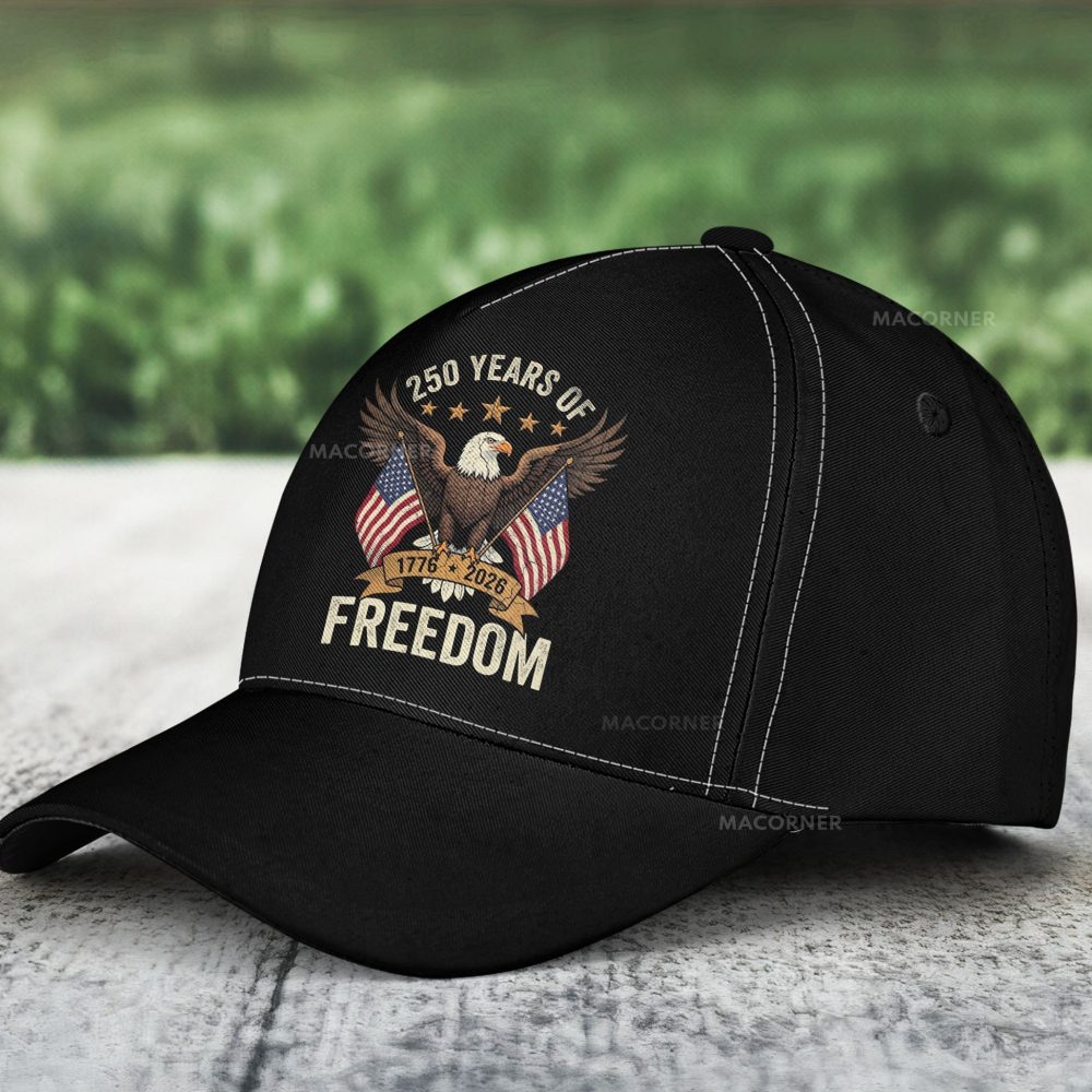 250 Years Of Freedom Vintage Eagle & Dual Flags – Personalized Classic Cap