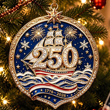 USA 250th Anniversary Christmas Ornament