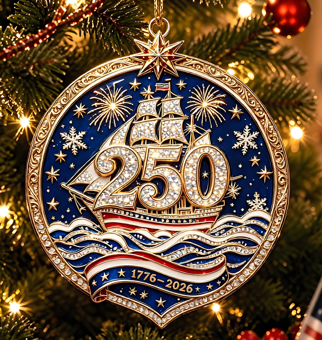 USA 250th Anniversary Christmas Ornament