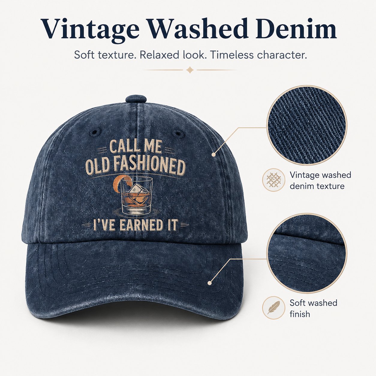 "Call Me Old Fashioned, I’ve Earned It" Whiskey Lounge Vintage Chill Cap