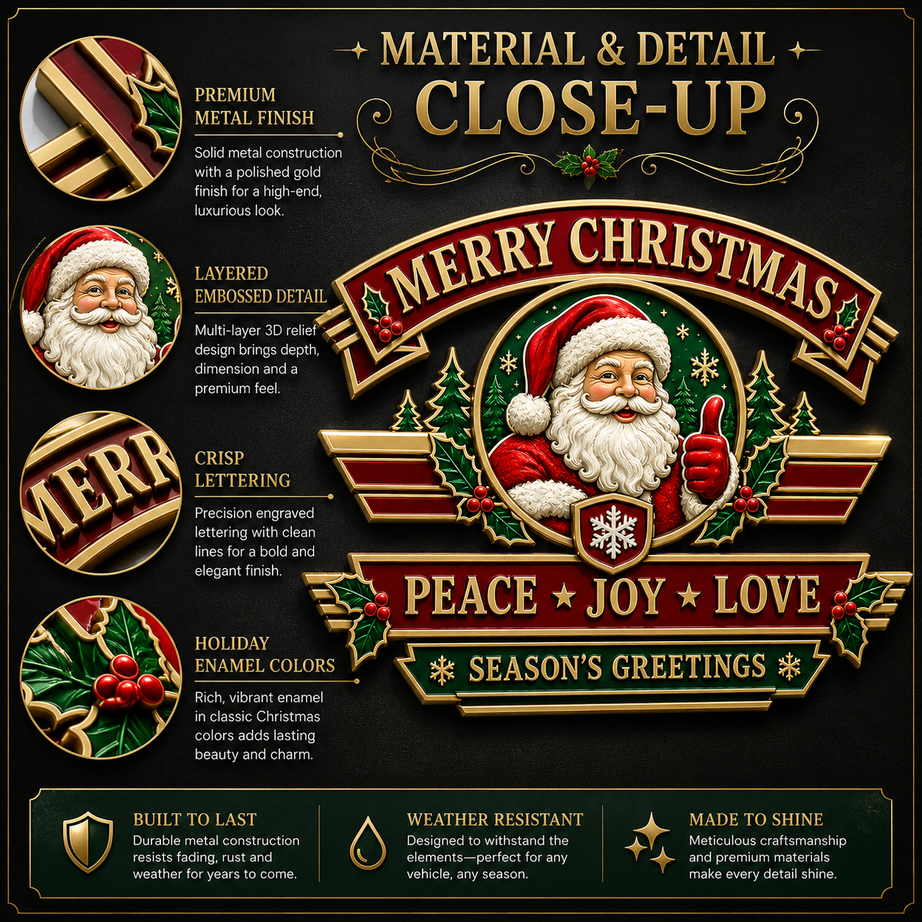 Christmas Vintage Metal Car Emblem