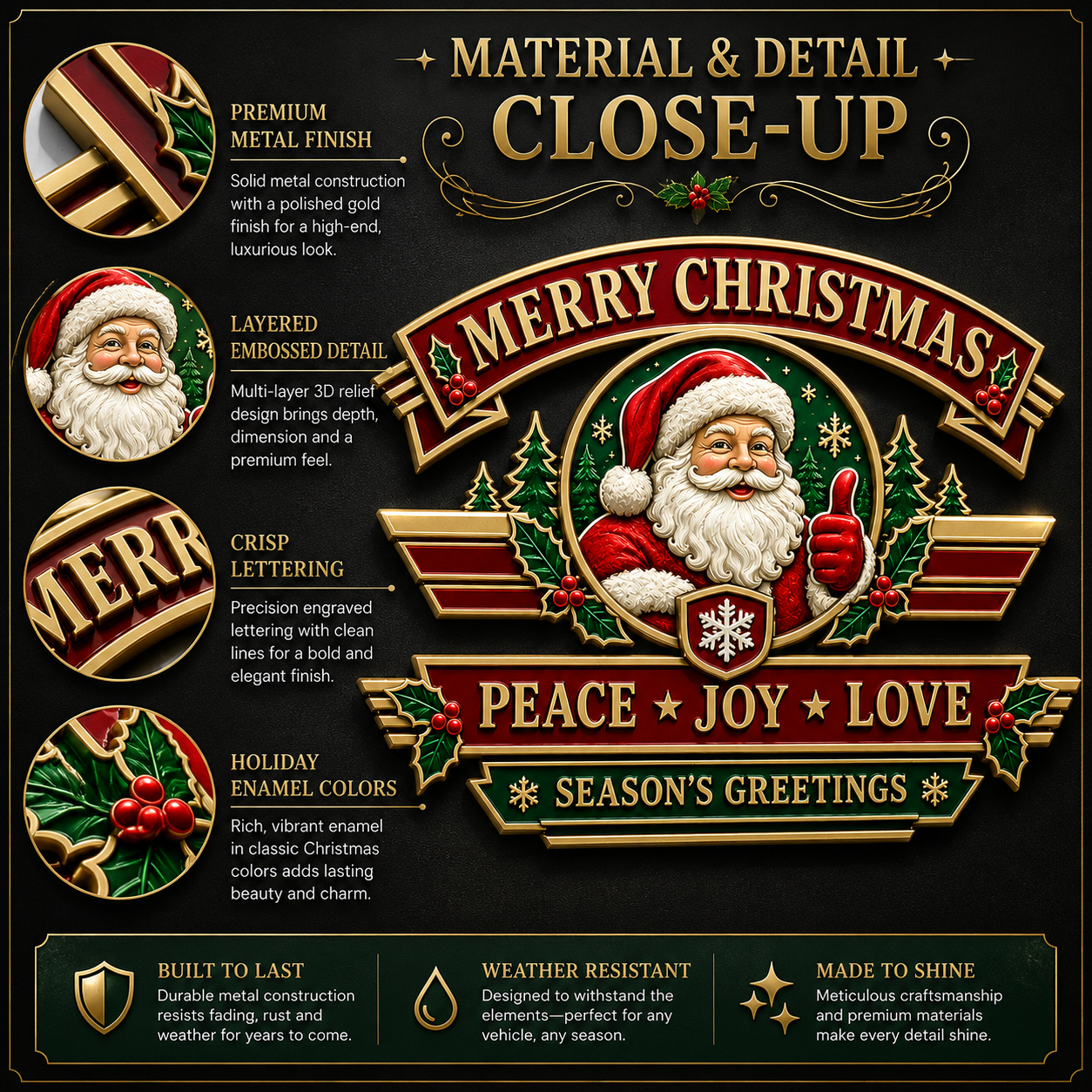 Christmas Vintage Metal Car Emblem